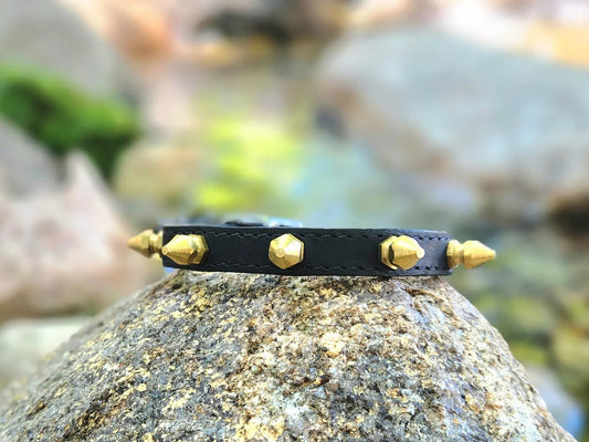 Cat Collar with Brass Spikes