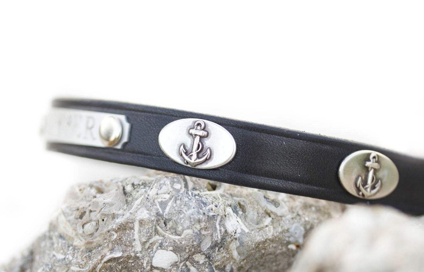 Nautical Leather Dog Collar