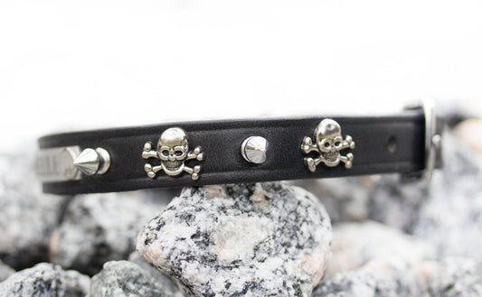 Gothic Skull Spike Leather Collar