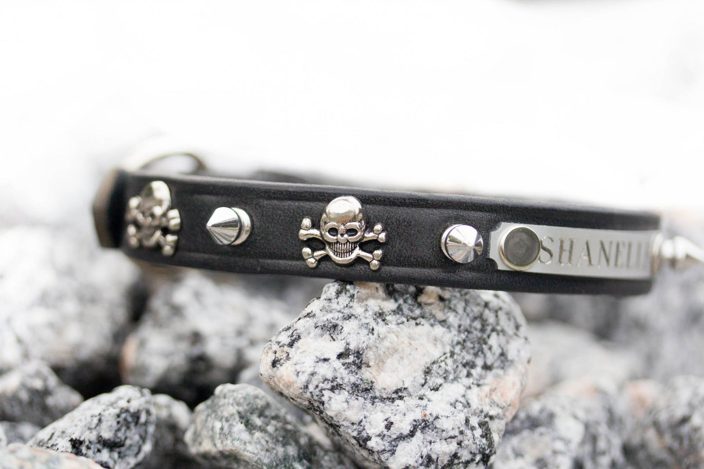 Gothic Skull Spike Leather Collar