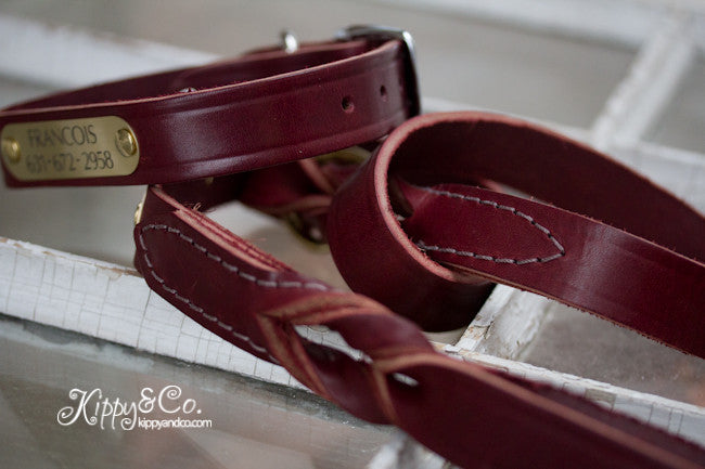 Personalized Leather Dog Collar With Engraved Name Plate