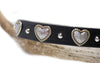 1 inch Latigo Leather with scrolled hearts and silver cone studs
