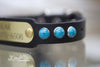 Personalized Leather Dog Collar With Turquoise Stones With Engraved Brass or Silver Name Plate