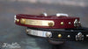 Leather dog collar with skull and cross bones, brass and nickel spots and brass spots, personalized name plate