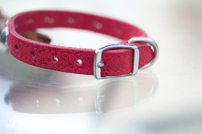 Skull and Crossbones Leather Collar with Crystals