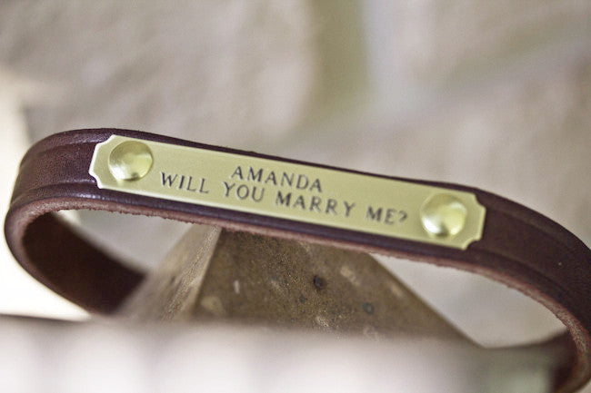 Personalized Wedding Dog Collar With Will You Marry Me Brass Name Plate