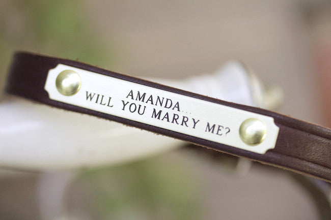 Personalized Wedding Dog Collar With Will You Marry Me Brass Name Plate
