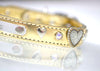 Metallic Gold Leather with AB Swarovski Crystals, silver hearts and heart conchos in a two tone gold/silver tone