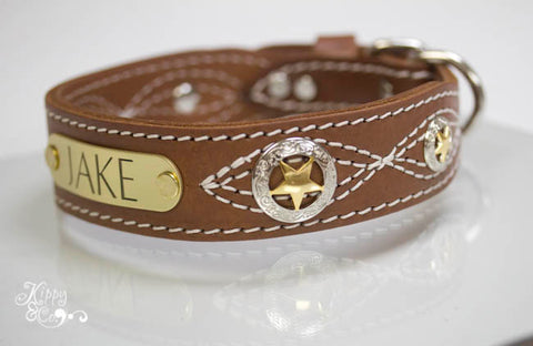 Personalized Texas Star Leather Collar