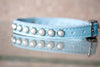 tiny leather collar with personalized name plate and pearls