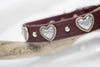 Leather Collar with hearts and silver cone studs