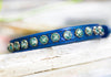1/2 inch leather collar with turquoise swarovski crystals