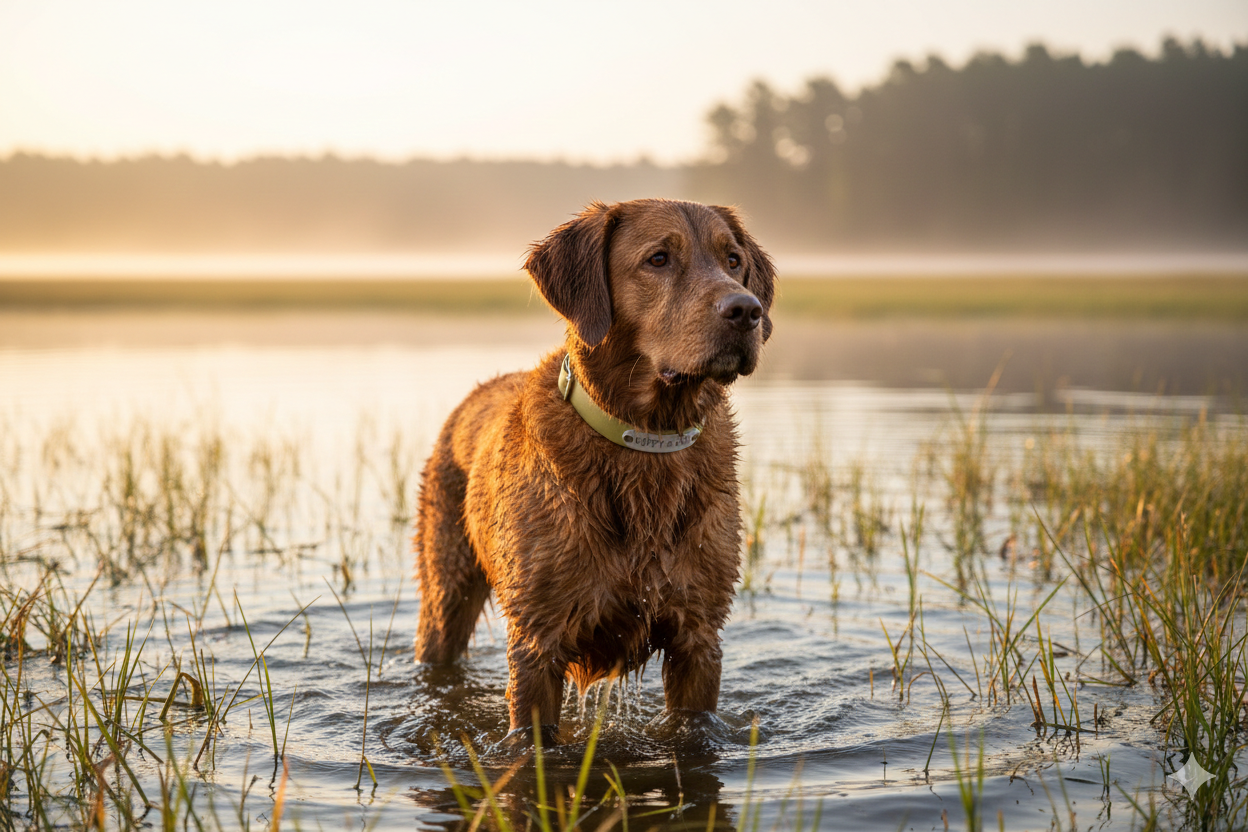 Dog wearing army green waterproof biothane collar with personalized nameplate