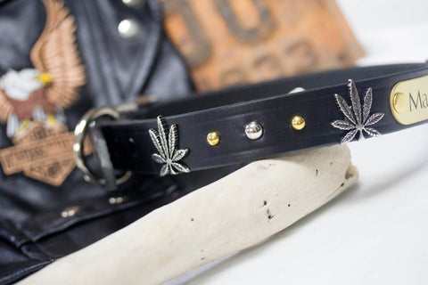 Cannabis Leather Collar