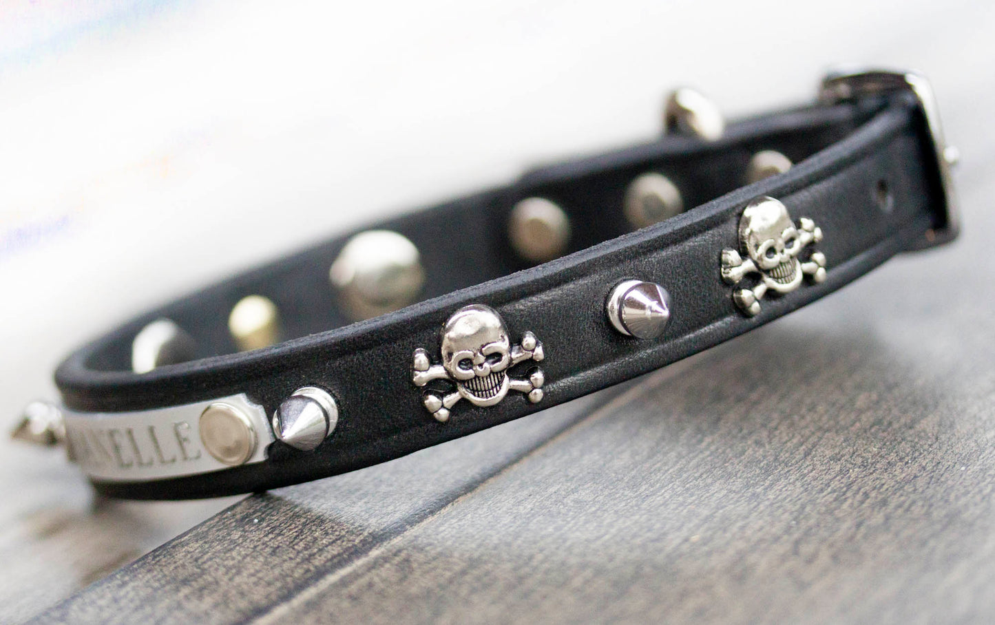 Gothic Skull Spike Leather Collar