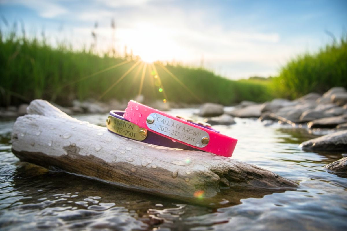  Pink waterproof biothane collar personalized odor-resistant and easy to clean