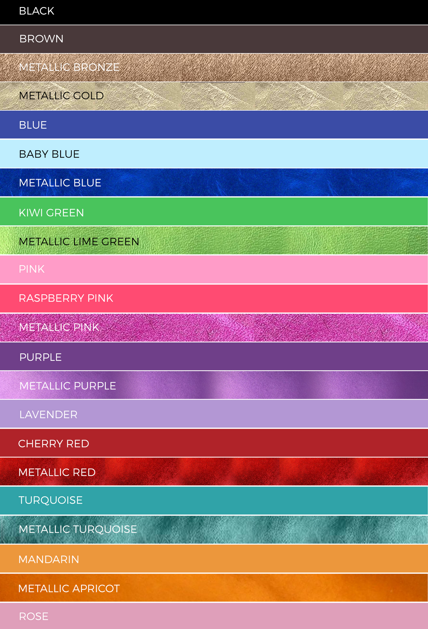 Color chart for leather collars
