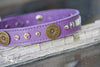 Personalized Leather Collar with 12 Gauge Shotgun Shell Conchos and Crystals