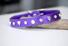 Metallic Purple leather with AB Swarovski Crystals and silver hearts
