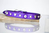 Metallic Purple leather with AB Swarovski Crystals and silver hearts
