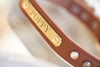 Natural Leather Latigo Dog Collar  With Personalized Name Plate, Conchos, Crystals and Spots
