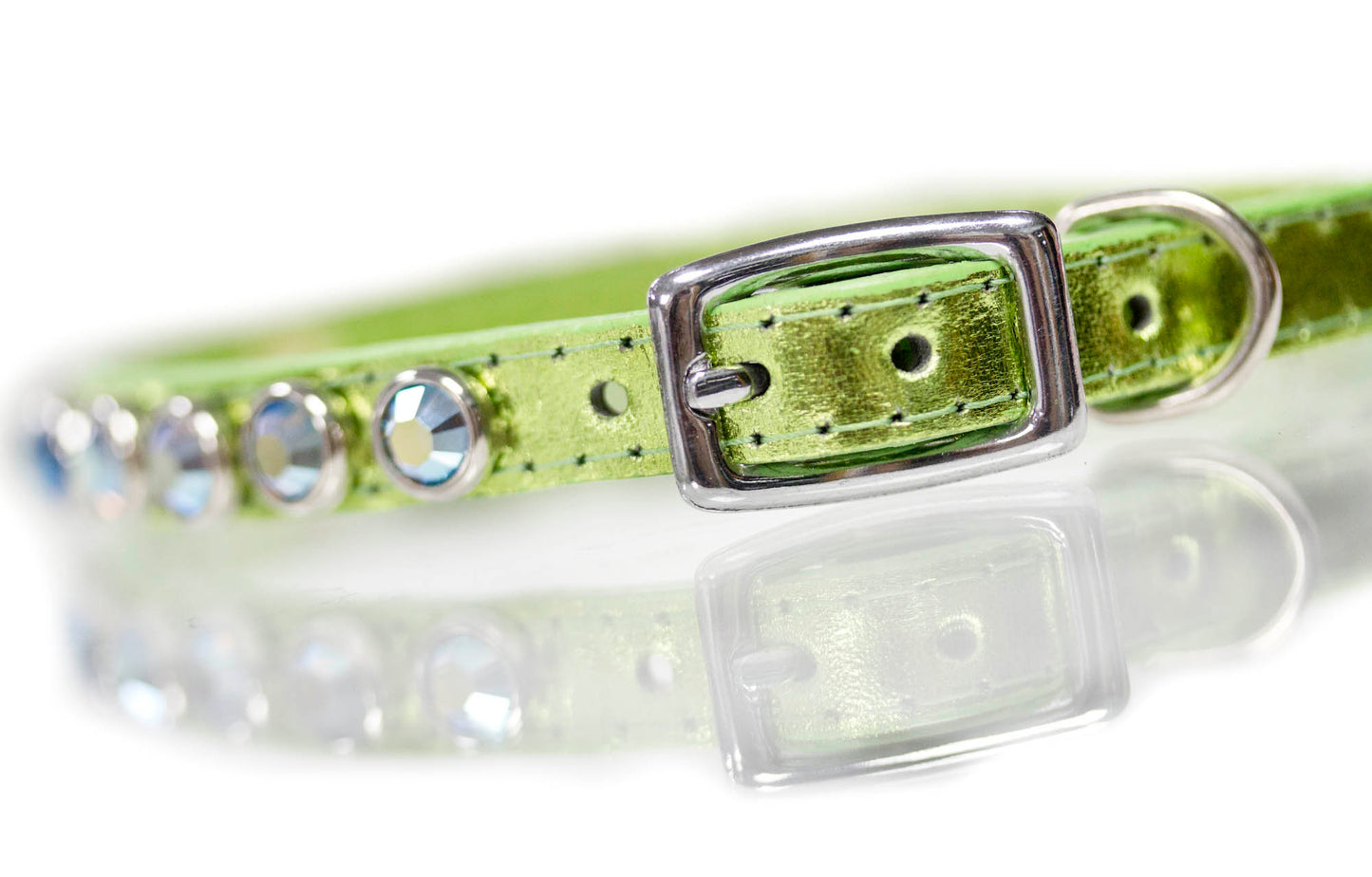 Leather Collar 1/2 inch wide with swarovski crystals and personalized name plate