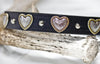 1 inch Latigo Leather with scrolled hearts and silver cone studs