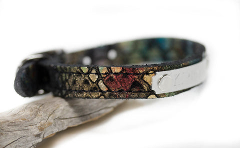 Suede Iredescent Leather Collar