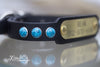 Personalized Leather Dog Collar With Turquoise Stones With Engraved Brass or Silver Name Plate
