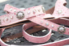 Pink Ostrich Leather Dog Leash with Concho and Crystals