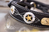 Leather Collar with Texas Stars conchos and engraved name plate
