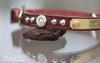 1/2 inch wide leather dog collar with silver cone studs and winchester conchos