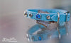 Small Pet Collar With Personalized Name Plate, Silver Spots and Cobalt Blue Crystals