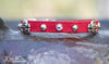 Skull and Crossbones Leather Collar with Crystals 