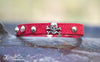 Skull and Crossbones Leather Collar with Crystals 