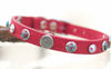 Red Leather Dog Collar with 45 Winchester Conchos, Turquoise Stones and AB Crystals
