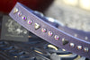 Lavender Leather Dog Collar With Silver Hearts and Crystals