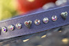 Lavender Leather Dog Collar With Silver Hearts and Crystals