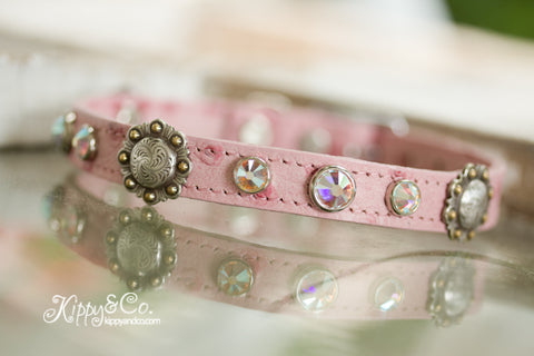 Small Puppy Leather Crystal Collar