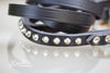 Black Leather Leash With Silver Studs