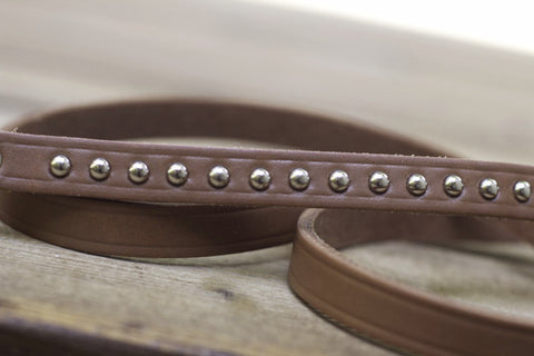 Brown Latigo Studded Leather Leash