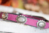 Pink Suede Dog Collar With a Southwest Silver Vintage Concho