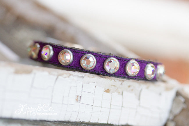 Tiny Purple Suede Collar With AB Crystals 
