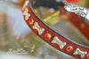Rust Color Suede Collar With Silver Bones and Fire Opal Crystals 