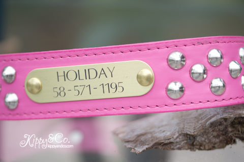 Pink Leather Cone Stud Collar