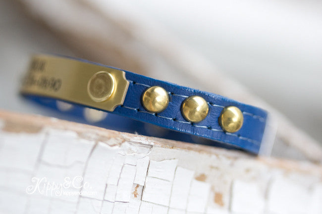 Tiny Personalized Leather Dog Collar