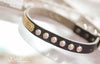 Small Studded leather collar with personalized name plate and silver studs