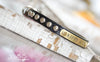Small Studded leather collar with personalized name plate and silver studs