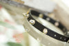 Tiny Leather Collar With Spikes and Personalized Name Plate