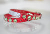 Small Leather Collar with Swarovski Crystals and a personalized name plate